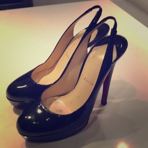 Christian Louboutin black patent platform pumps